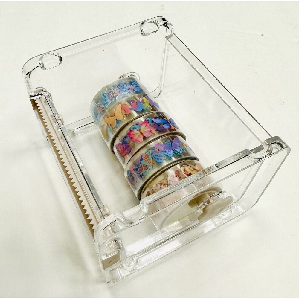 WASHI TAPE - 5 x Butterfly Clear Sticker Scrapbooking Photo Album w/ Dispenser
